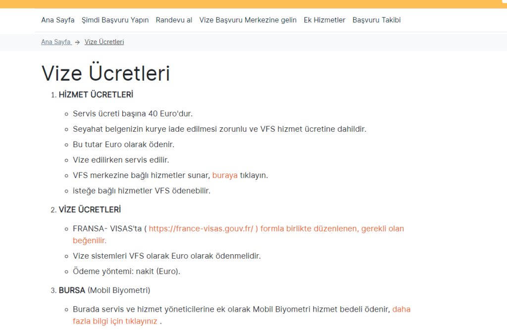 Fransa vize başvuru ücretleri