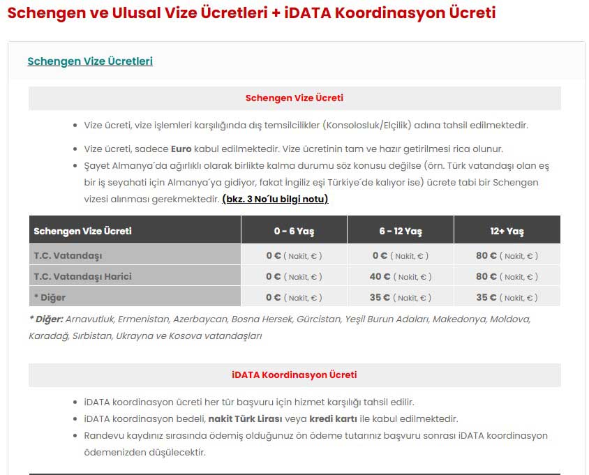 idata almanya vize ücreti